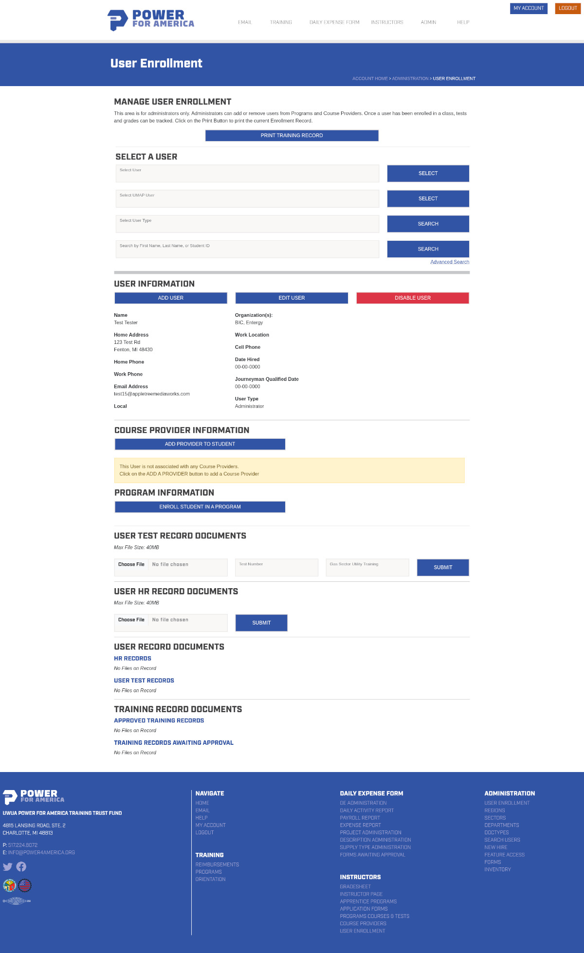 Power4America Account Backend